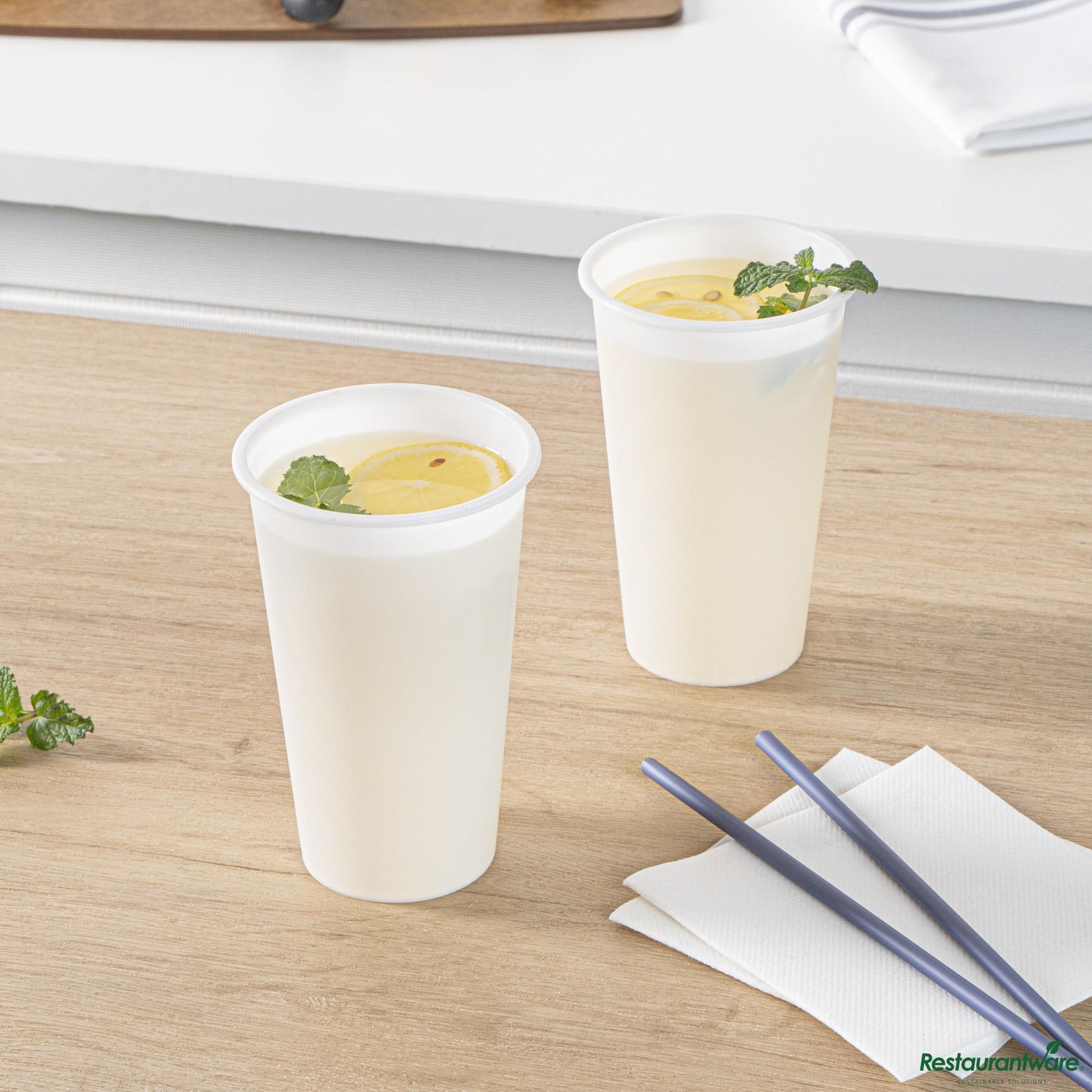 Wholesale Restaurantware 16 Oz Round Matte White Plastic Hot / Cold Drinking Cup - 3.5" X 3.5" X 5.3"- Bulk