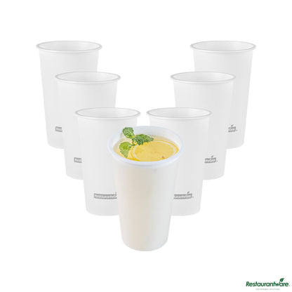 Wholesale Restaurantware 16 Oz Round Matte White Plastic Hot / Cold Drinking Cup - 3.5" X 3.5" X 5.3"- Bulk