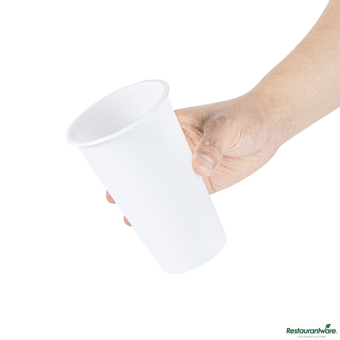 Wholesale Restaurantware 16 Oz Round Matte White Plastic Hot / Cold Drinking Cup - 3.5" X 3.5" X 5.3"- Bulk