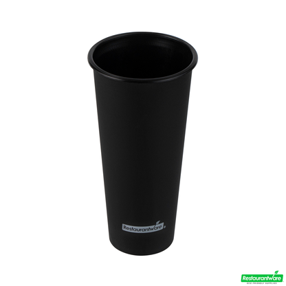 Wholesale Restaurantware 24 Oz Round Matte Black Plastic Hot / Cold Drinking Cup - 3.5" X 3.5" X 7.0"- Bulk