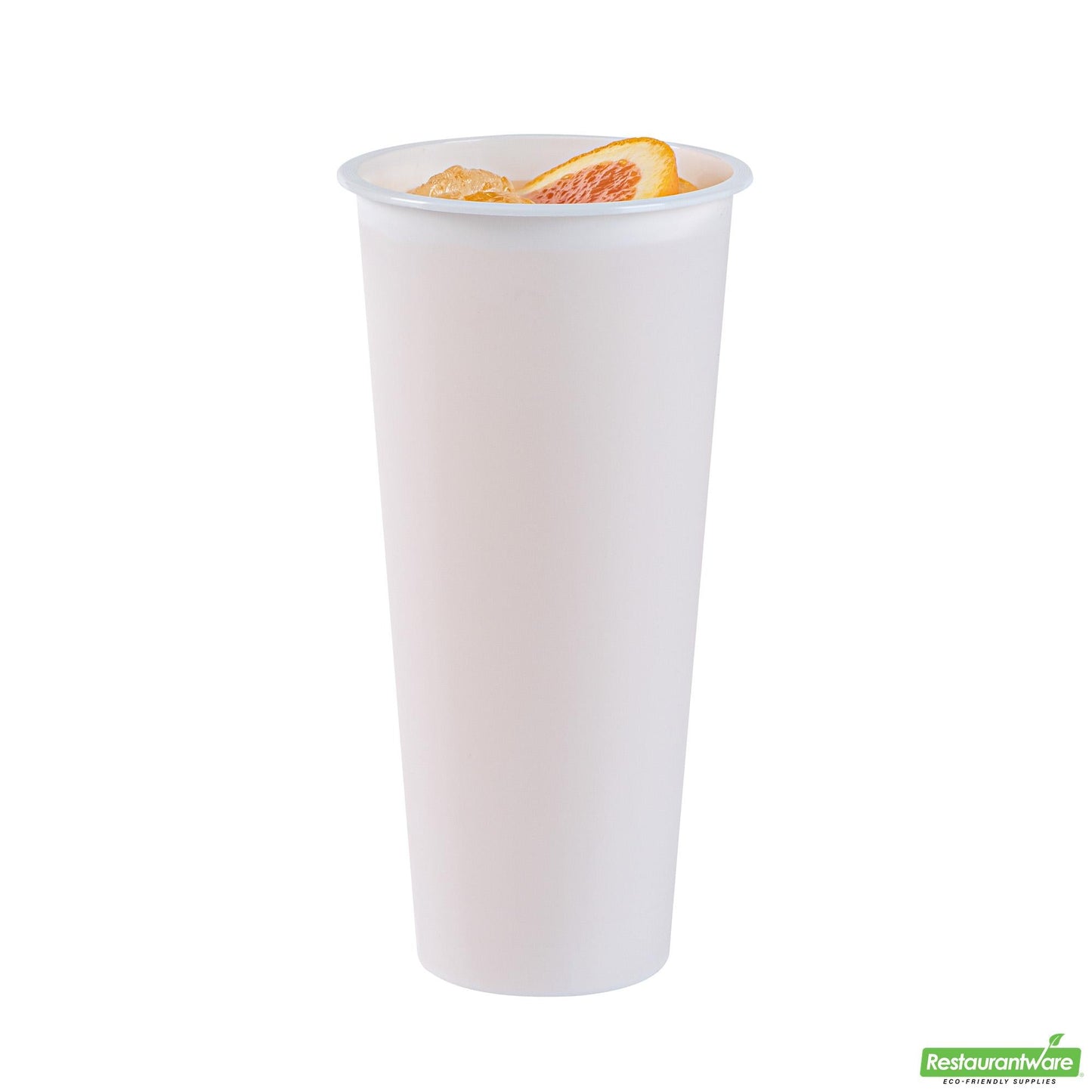 Wholesale Restaurantware 24 Oz Round Matte White Plastic Hot / Cold Drinking Cup - 3.5" X 3.5" X 7.0"- Bulk