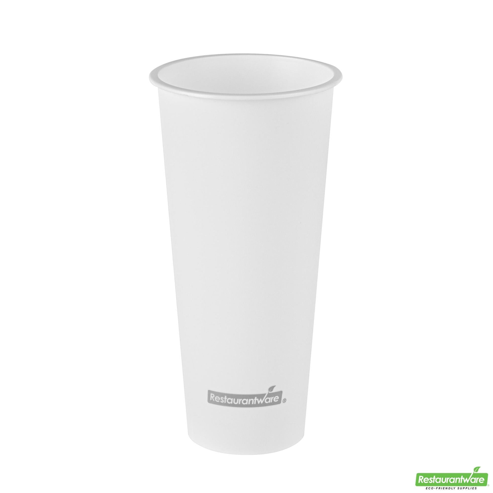 Wholesale Restaurantware 24 Oz Round Matte White Plastic Hot / Cold Drinking Cup - 3.5" X 3.5" X 7.0"- Bulk