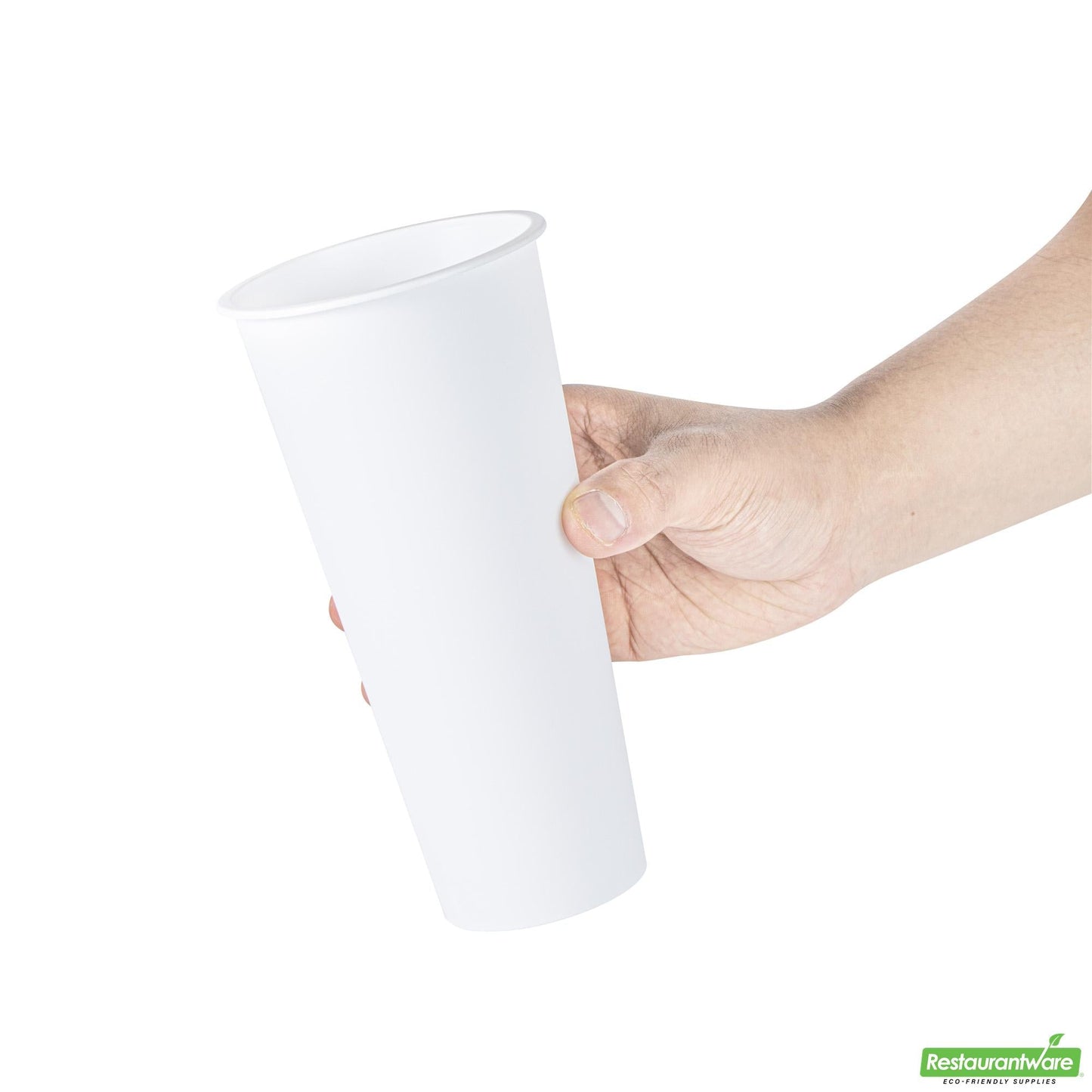 Wholesale Restaurantware 24 Oz Round Matte White Plastic Hot / Cold Drinking Cup - 3.5" X 3.5" X 7.0"- Bulk
