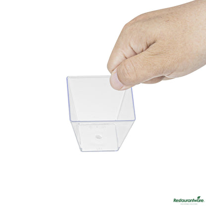 Wholesale Restaurantware 4 Oz Square Clear Plastic Small Kova Cup - 2 1/4" X 2 1/4" X 2"- Bulk