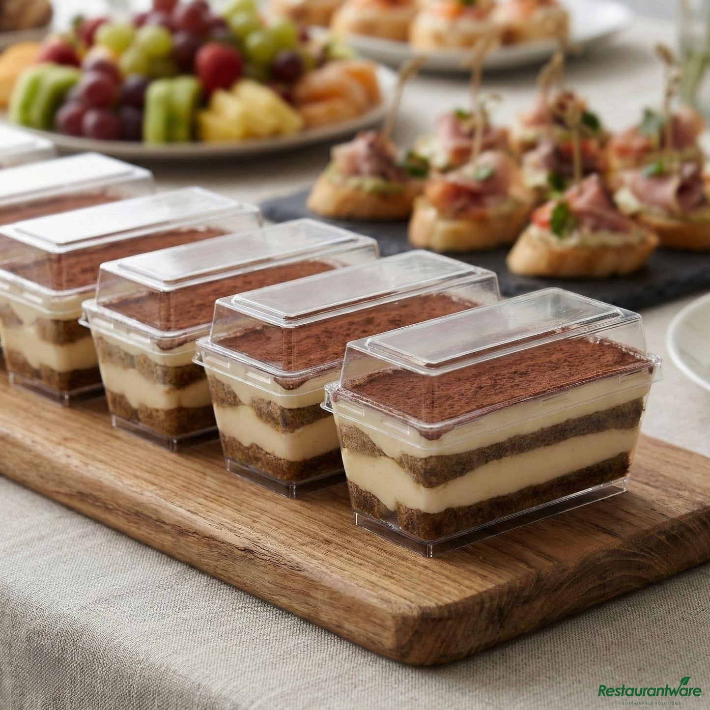 Wholesale Restaurantware 5 Oz Rectangle Clear Plastic Cake / Dessert Container - with Lid - 4" X 2" X 1 3/4"- Bulk