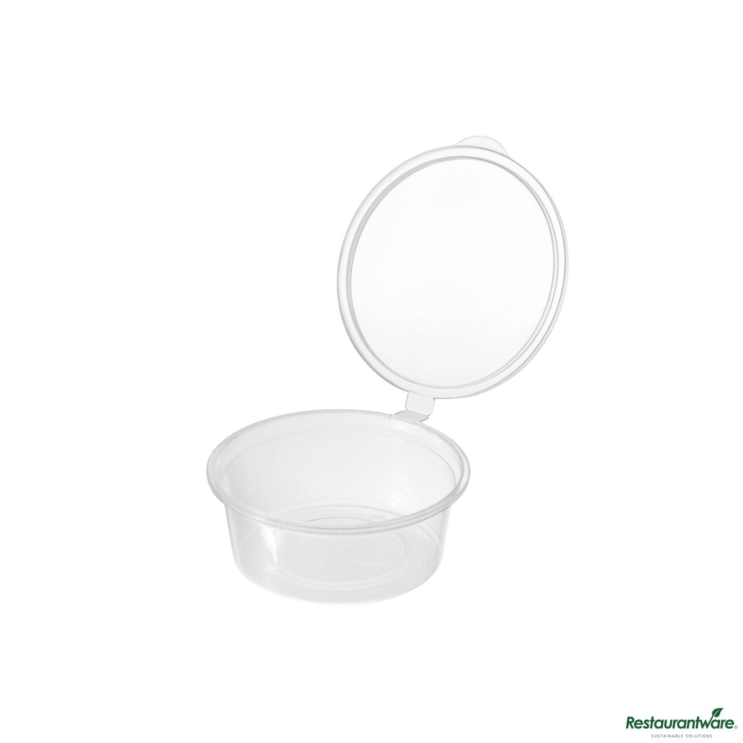 Wholesale Restaurantware 4 Oz Clear Plastic Portion Cup - with Hinged Lid - 3 1/4" X 3 1/4" X 1 1/4"- Bulk