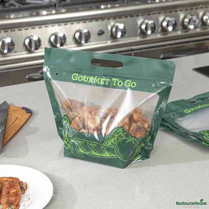 Wholesale Restaurantware Bag Tek Green Plastic Rotisserie Chicken / Hot Food Bag - Hot & Fresh - 12 3/4 X 5 3/4 X 10 1/4- Bulk