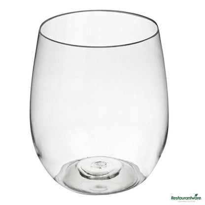 Wholesale Restaurantware 12 Oz Clear Plastic Stemless Wine Glass - 3.2"×3.2"×3.5"- Bulk