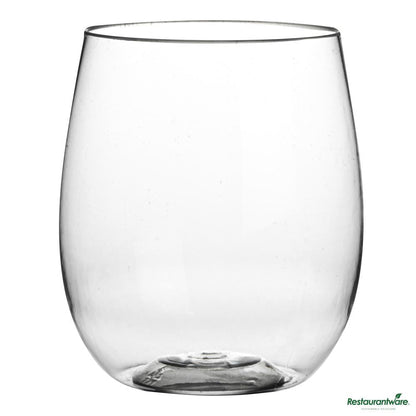 Wholesale Restaurantware 12 Oz Clear Plastic Stemless Wine Glass - 3.2"×3.2"×3.5"- Bulk