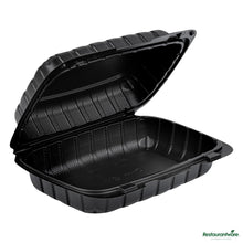 Wholesale Restaurantware 30 Oz Black Mineral - Filled Plastic Clamshell Container - 9" X 6" X 3"- Bulk