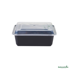 Wholesale Restaurantware 32 Oz Square Black Plastic Take Out Container - with Lid - 6.9" X 6.9" X 2.6"- Bulk
