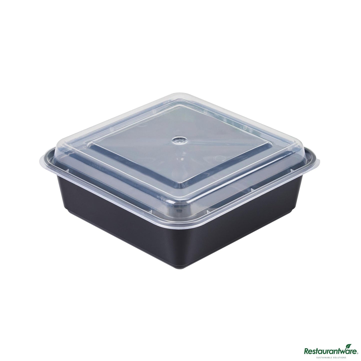 Wholesale Restaurantware 32 Oz Square Black Plastic Take Out Container - with Lid - 6.9" X 6.9" X 2.6"- Bulk