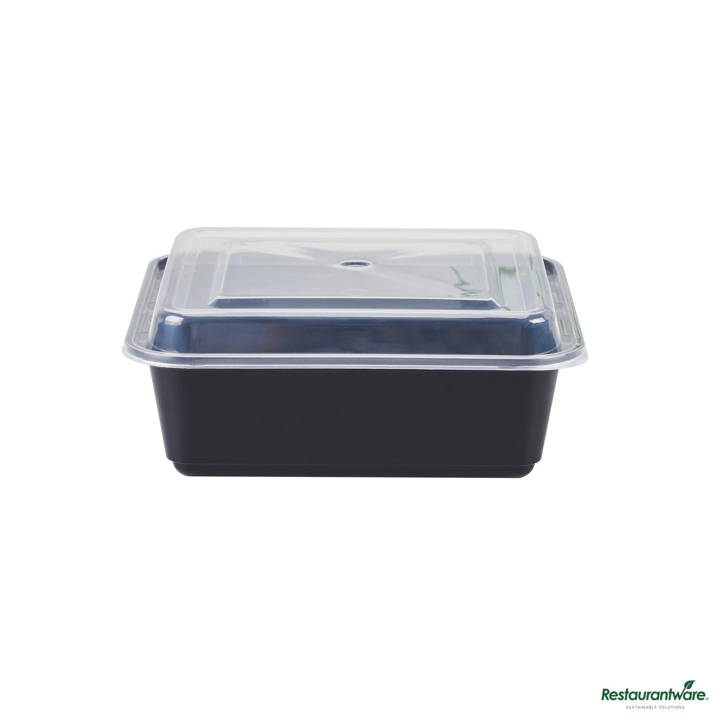 Wholesale Restaurantware 32 Oz Square Black Plastic Take Out Container - with Lid - 6.9" X 6.9" X 2.6"- Bulk