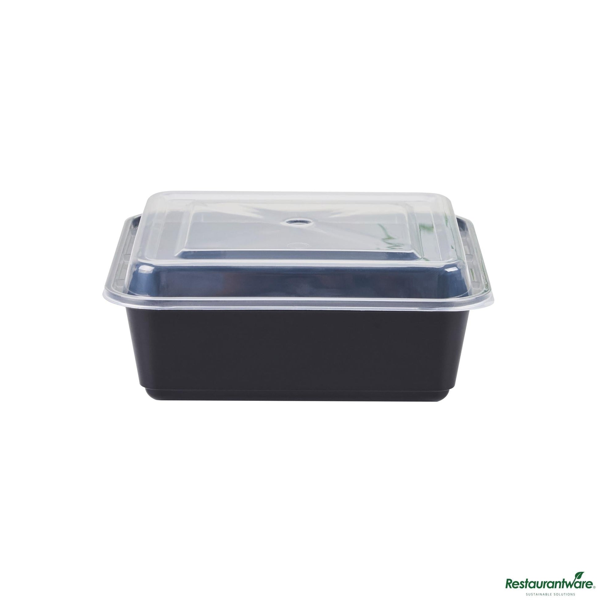 Wholesale Restaurantware 32 Oz Square Black Plastic Take Out Container - with Lid - 6.9" X 6.9" X 2.6"- Bulk