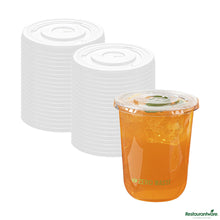 Wholesale Restaurantware Round Clear Pla Plastic Flat Lid - Fits 12, 16, and 24 Oz Cups - 3.5"×3.5"×0.4"- Bulk