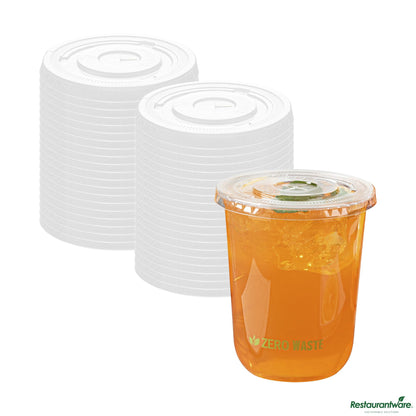 Wholesale Restaurantware Round Clear Pla Plastic Flat Lid - Fits 12, 16, and 24 Oz Cups - 3.5"×3.5"×0.4"- Bulk