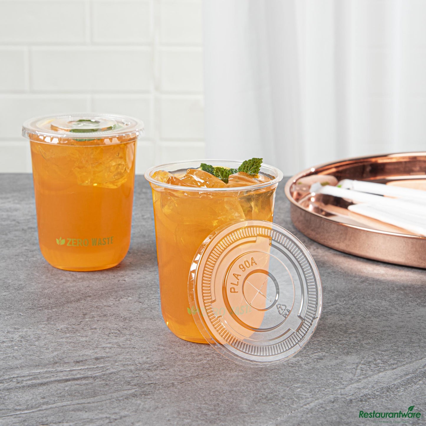 Wholesale Restaurantware Round Clear Pla Plastic Flat Lid - Fits 12, 16, and 24 Oz Cups - 3.5"×3.5"×0.4"- Bulk