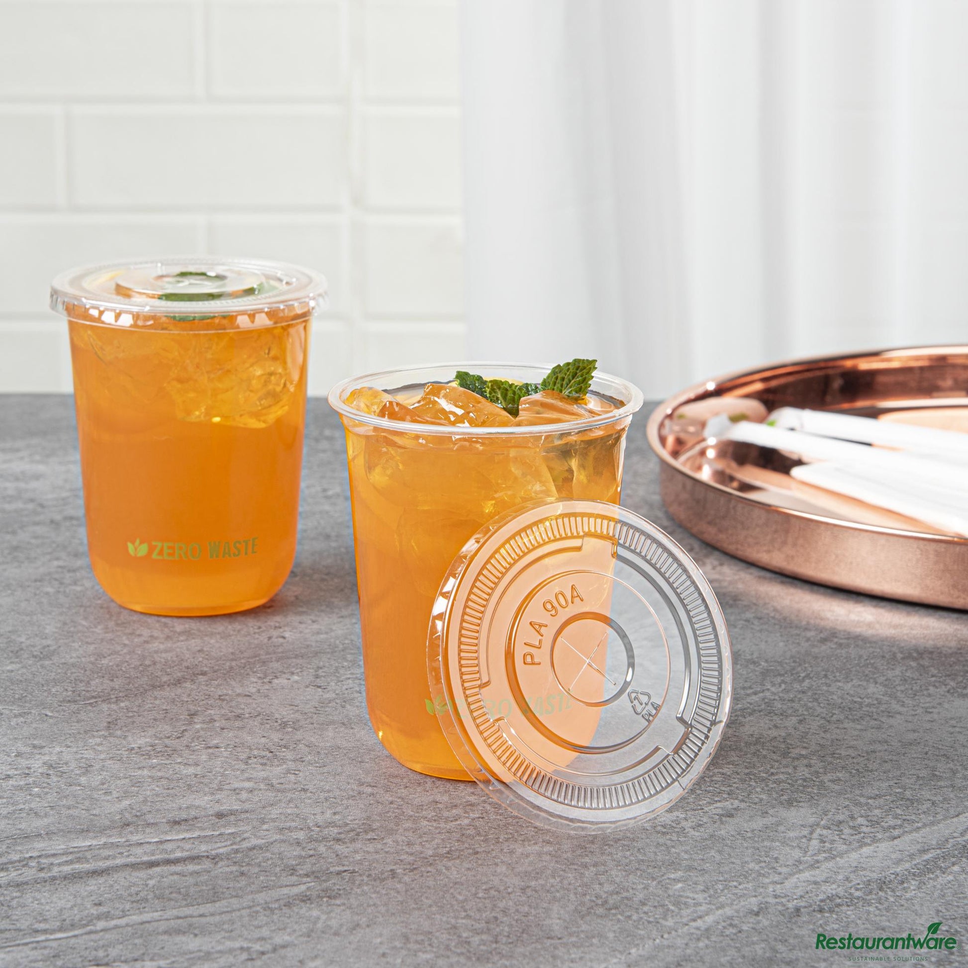 Wholesale Restaurantware Round Clear Pla Plastic Flat Lid - Fits 12, 16, and 24 Oz Cups - 3.5"×3.5"×0.4"- Bulk