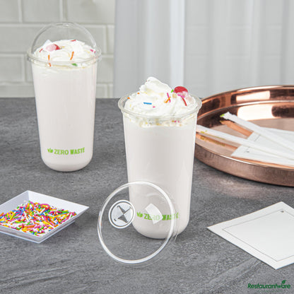 Wholesale Restaurantware Round Clear Pla Plastic Dome Lid - Fits 12, 16, and 24 Oz Cups - 3.5"×3.5"×1.7"- Bulk