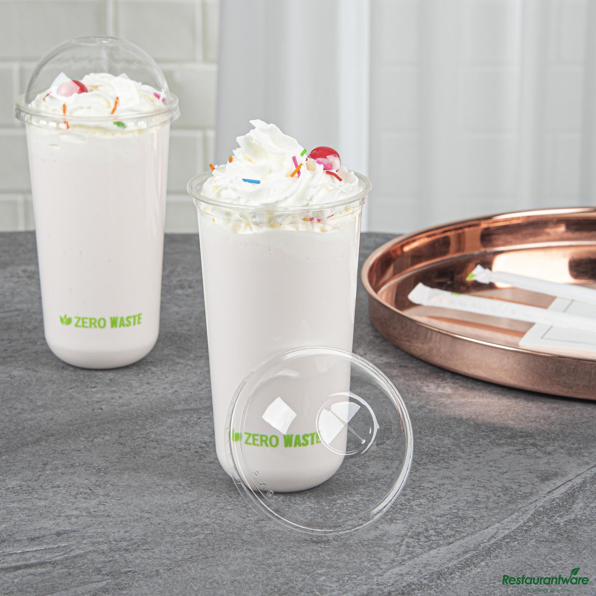 Wholesale Restaurantware Round Clear Pla Plastic Dome Lid - Fits 12, 16, and 24 Oz Cups - 3.5"×3.5"×1.7"- Bulk