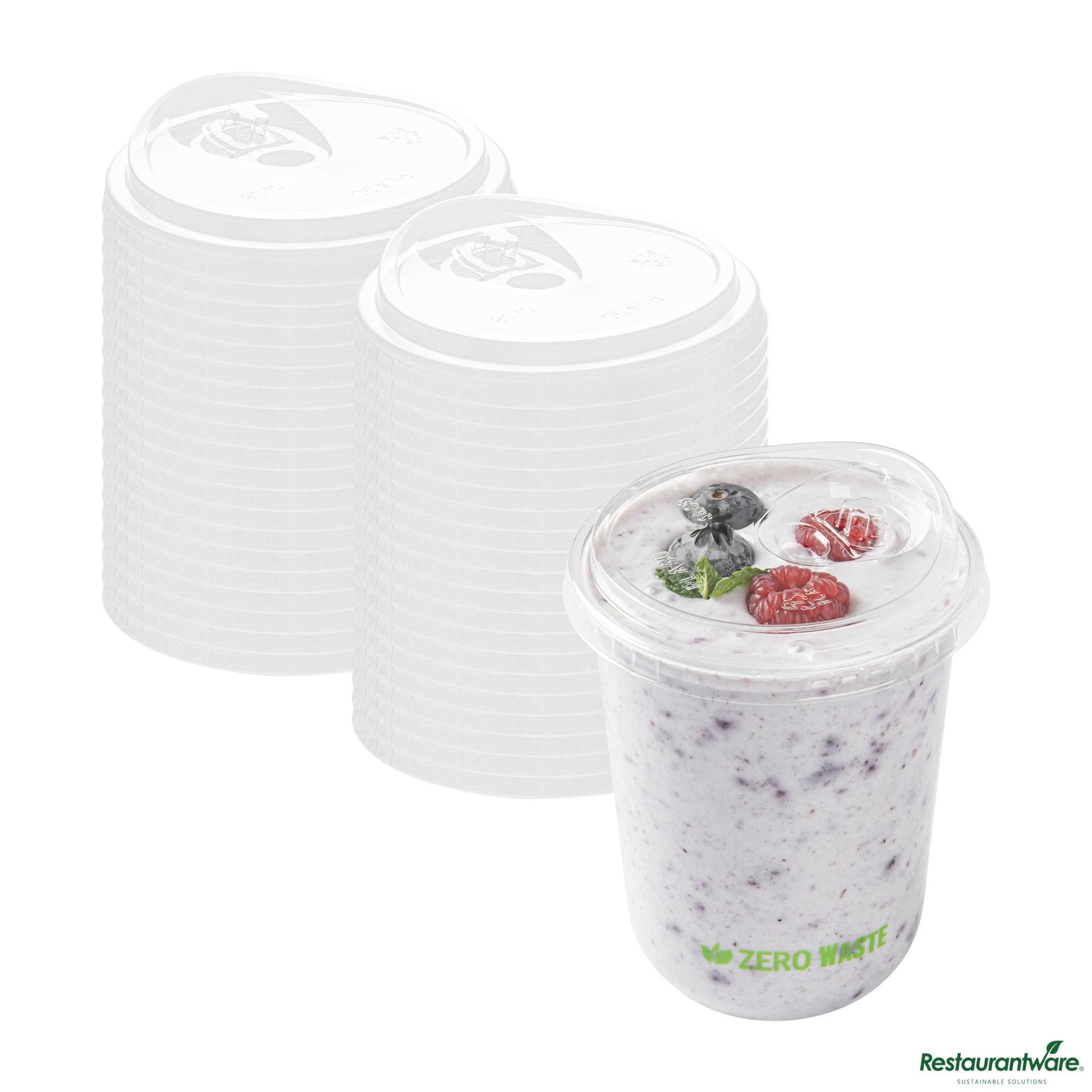 Wholesale Restaurantware Round Clear Pla Plastic Straw or Sippy Lid - Fits 12, 16, 24 Oz Cups - 3.5"×3.5"×0.8"- Bulk