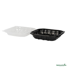 Wholesale Restaurantware 40 Oz Black Plastic Clamshell Container - 9" X 9" X 3"- Bulk