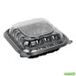 Wholesale Restaurantware 34 Oz Black Plastic Clamshell Container - 3 Compartments- Bulk
