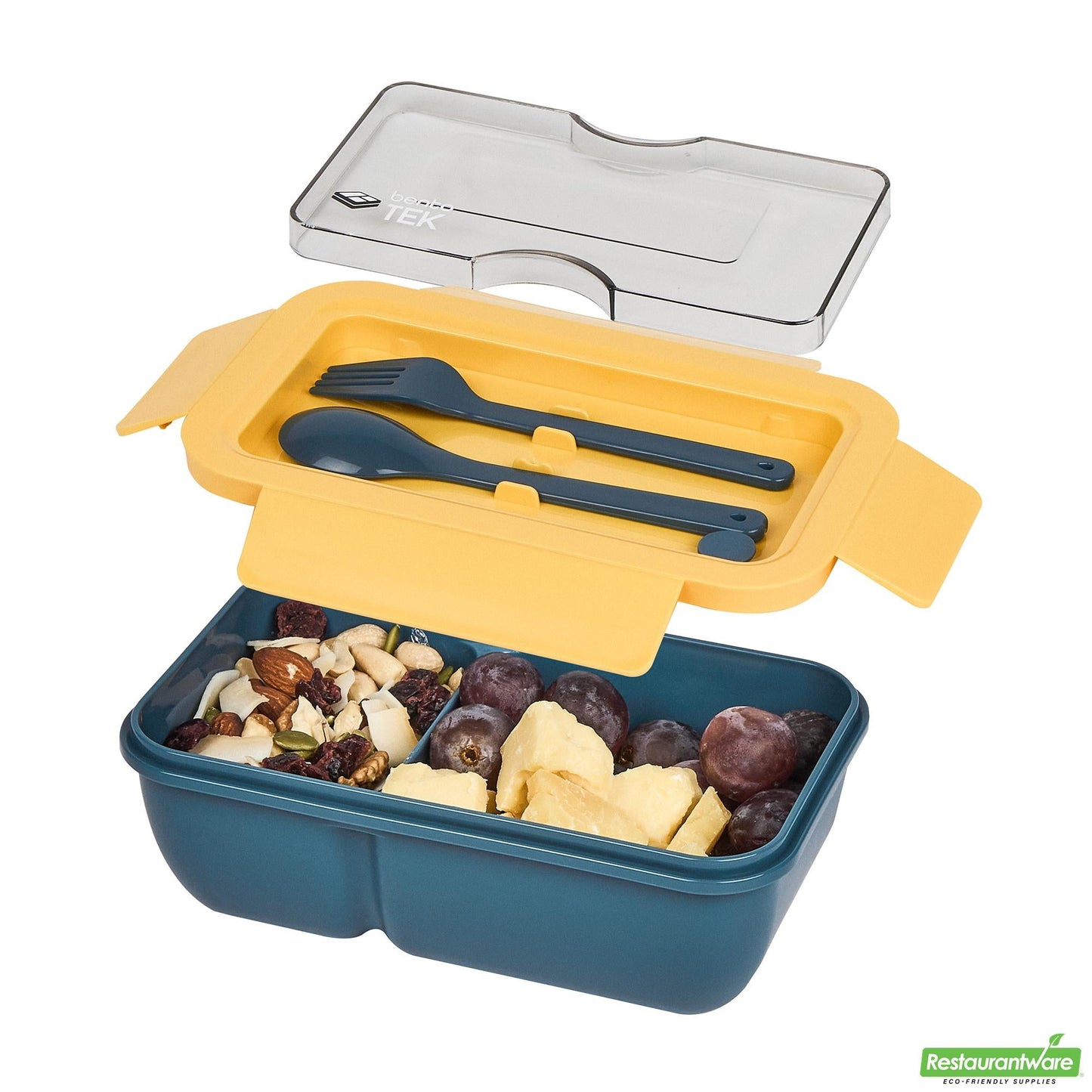 Wholesale Restaurantware 29 Oz Blue and Yellow Lunch Box - Bpa-Free, Microwave-Safe- Bulk
