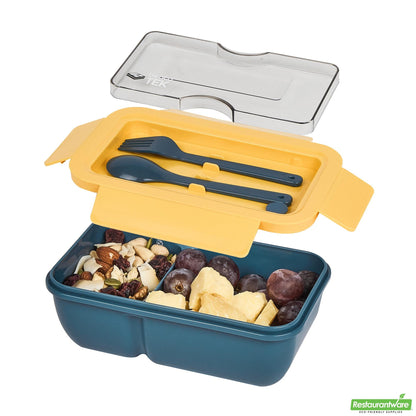 Wholesale Restaurantware 29 Oz Blue and Yellow Lunch Box - Bpa-Free, Microwave-Safe- Bulk