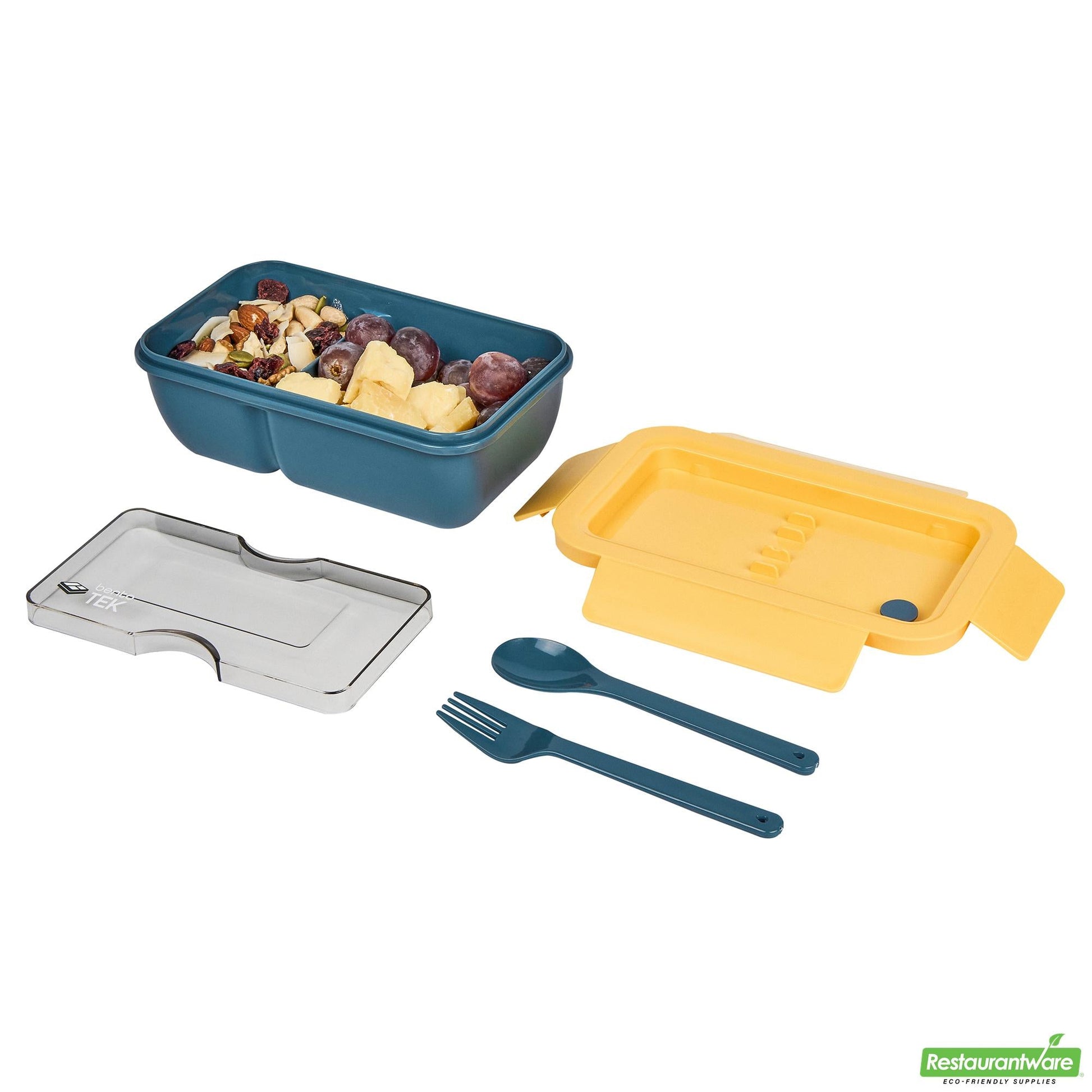 Wholesale Restaurantware 29 Oz Blue and Yellow Lunch Box - Bpa-Free, Microwave-Safe- Bulk