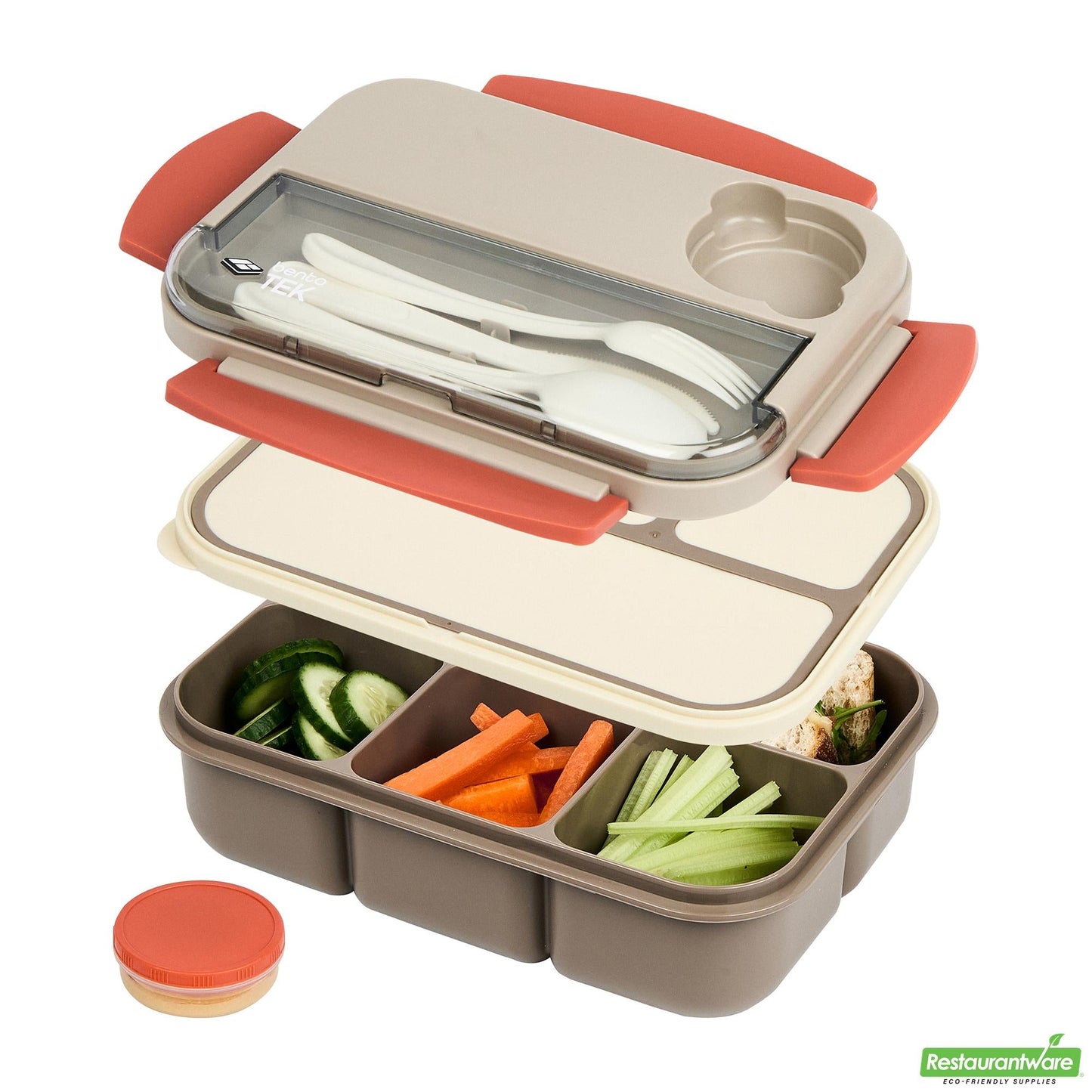 Wholesale Restaurantware 44 Oz Brown and Orange Lunch Box - Bpa-Free, Microwave-Safe- Bulk