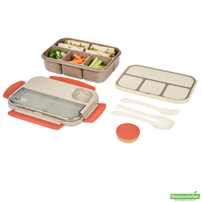 Wholesale Restaurantware 44 Oz Brown and Orange Lunch Box - Bpa-Free, Microwave-Safe- Bulk