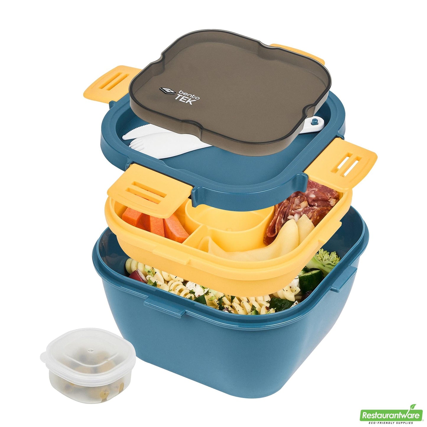 Wholesale Restaurantware 58 Oz Blue and Yellow Lunch Box- Bpa-Free, Microwave-Safe- Bulk