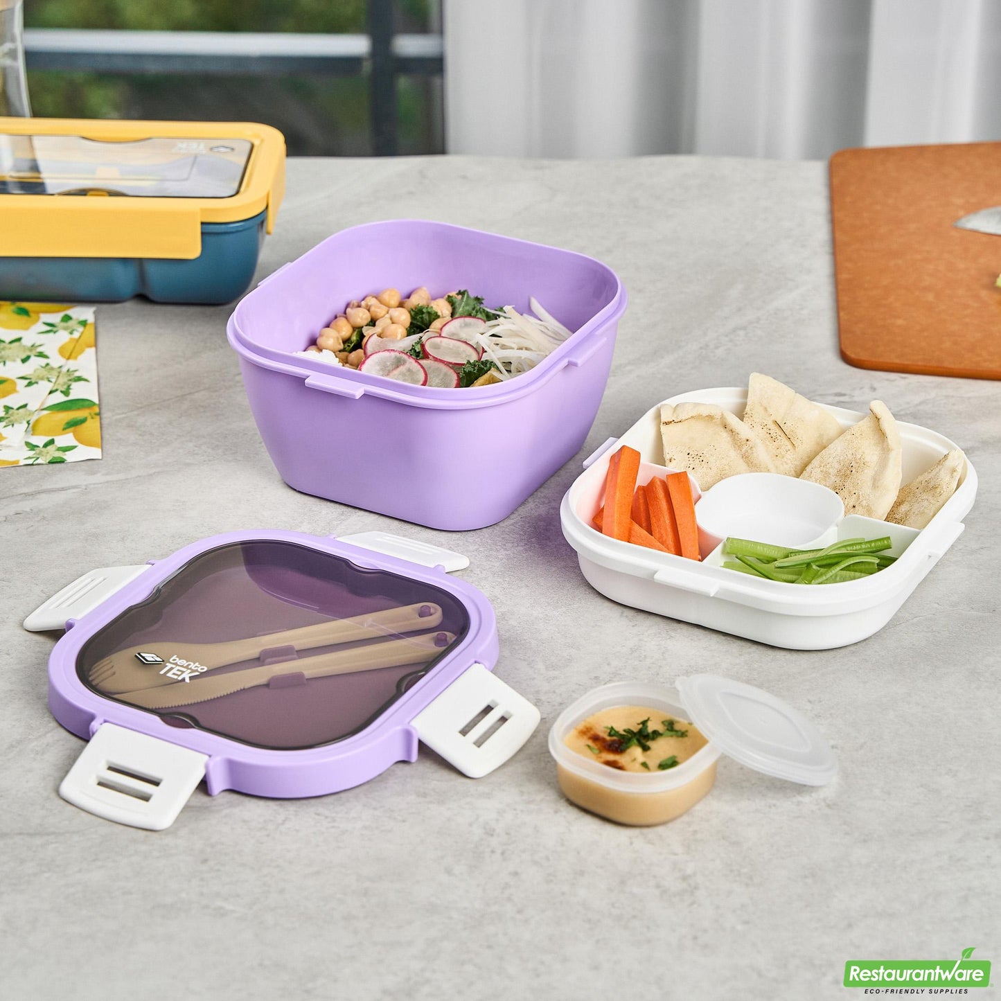 Wholesale Restaurantware 58 Oz Purple and White Lunch Box - Bpa-Free, Microwave-Safe- Bulk