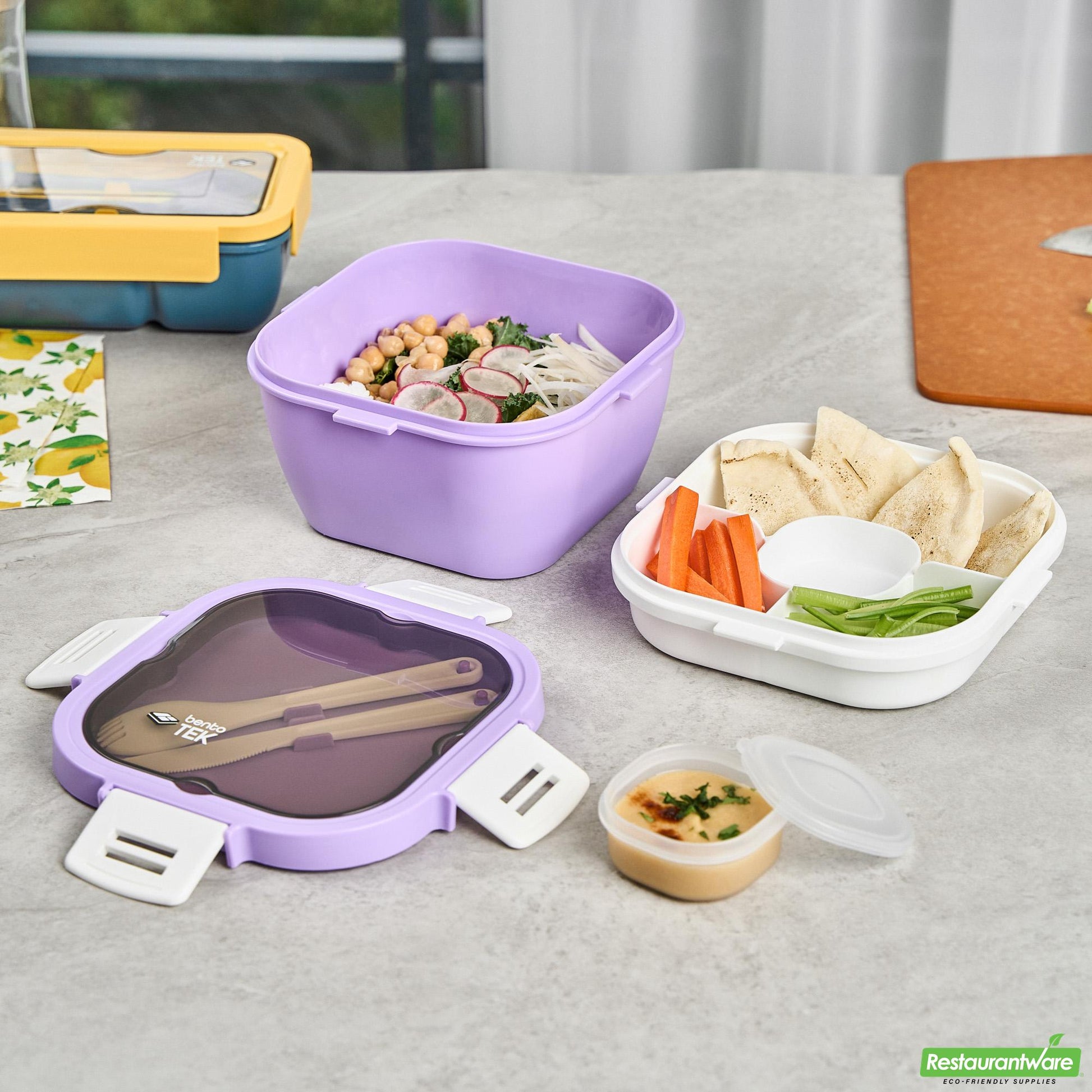 Wholesale Restaurantware 58 Oz Purple and White Lunch Box - Bpa-Free, Microwave-Safe- Bulk