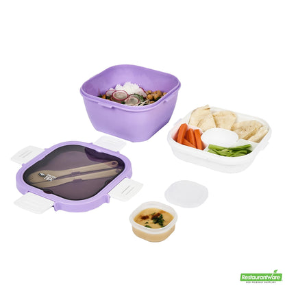 Wholesale Restaurantware 58 Oz Purple and White Lunch Box - Bpa-Free, Microwave-Safe- Bulk