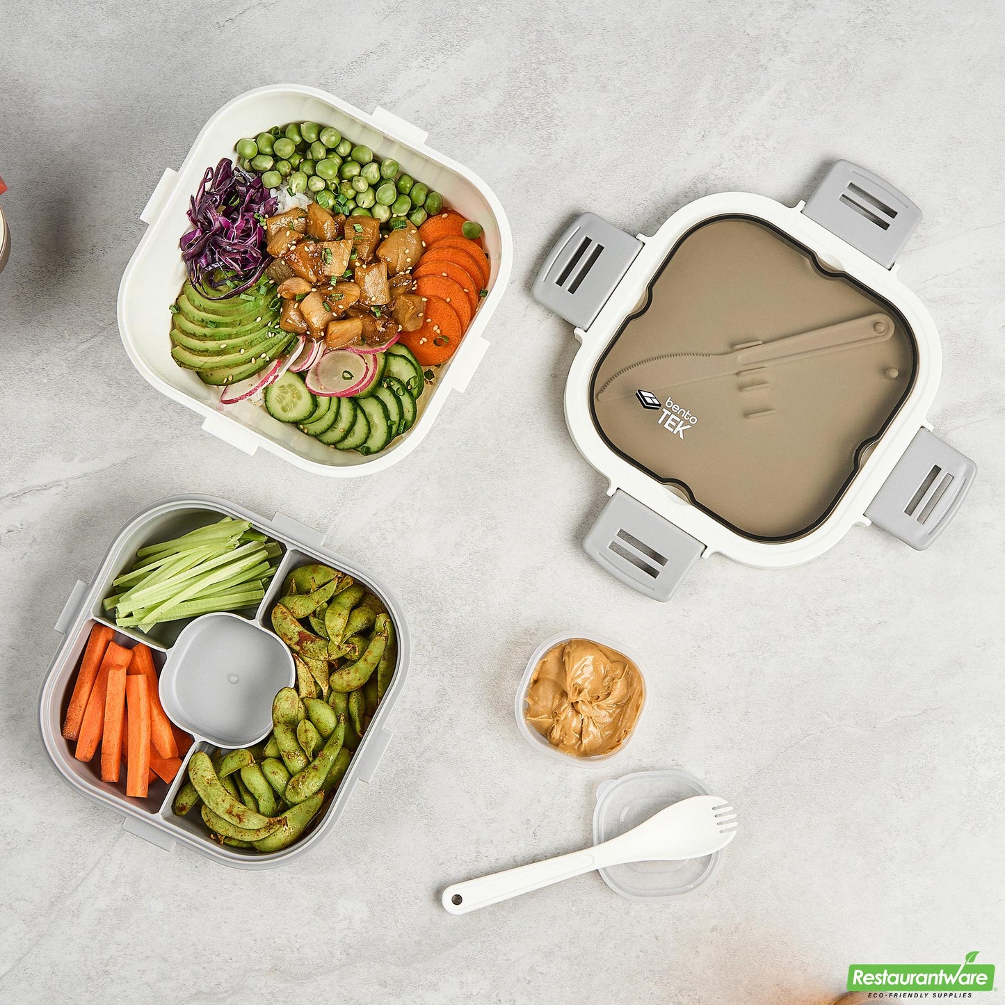 Wholesale Restaurantware 58 Oz White and Gray Lunch Box - Bpa-Free, Microwave-Safe- Bulk