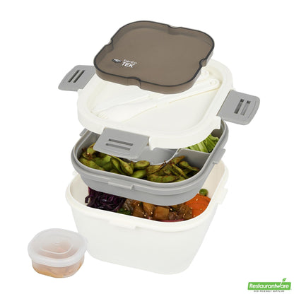 Wholesale Restaurantware 58 Oz White and Gray Lunch Box - Bpa-Free, Microwave-Safe- Bulk