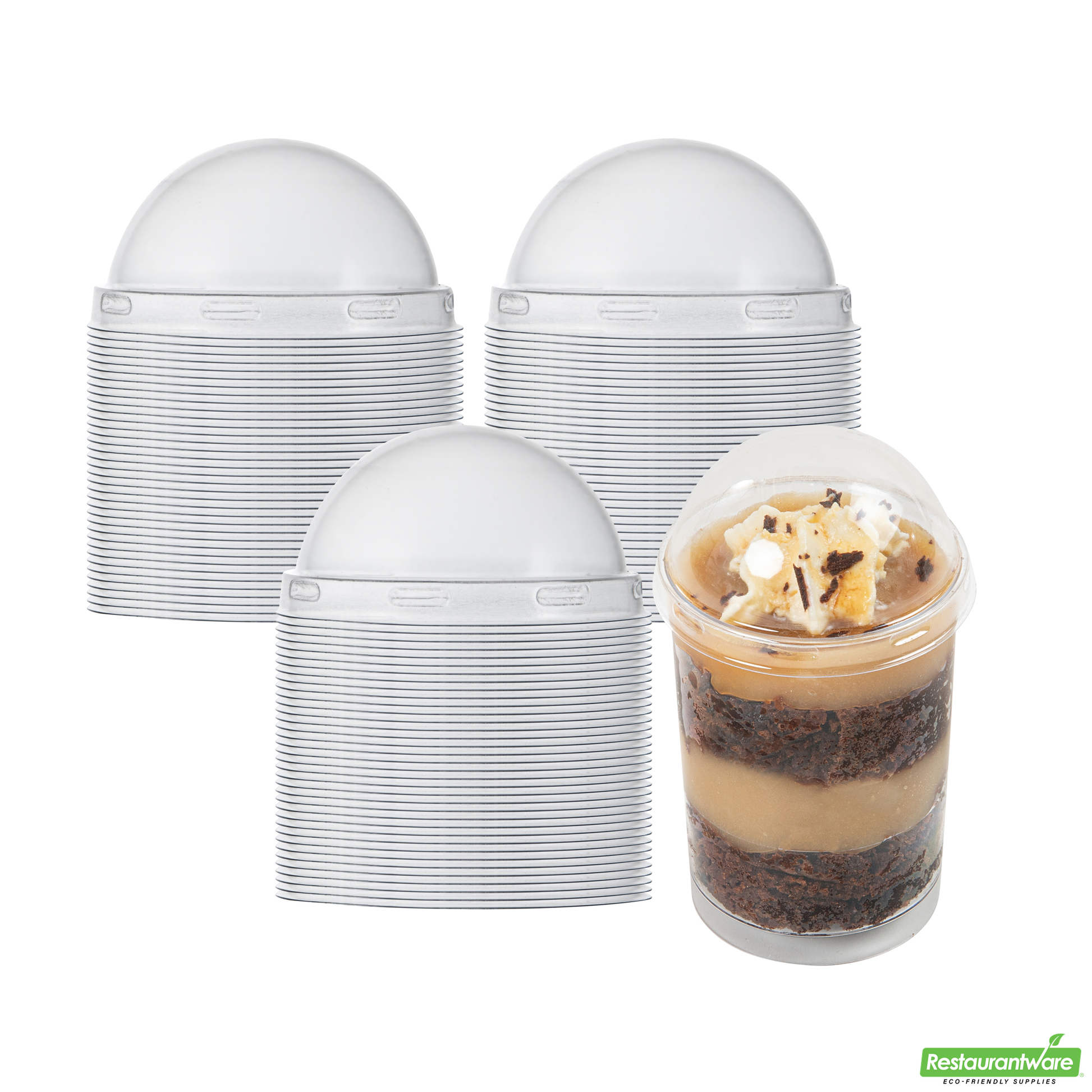 Wholesale Restaurantware Mini Serve Round Clear Plastic Dome Lid - Fits 5 Oz Dessert Cup - 100 Count Box- Bulk