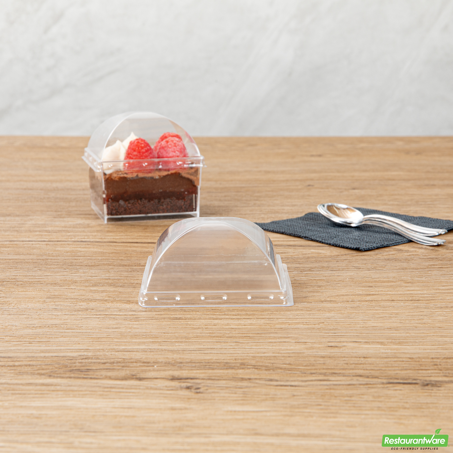 Wholesale Restaurantware Mini Serve Square Clear Plastic Dome Lid - Fits 5 Oz Dessert Cup - 25 Count Box- Bulk