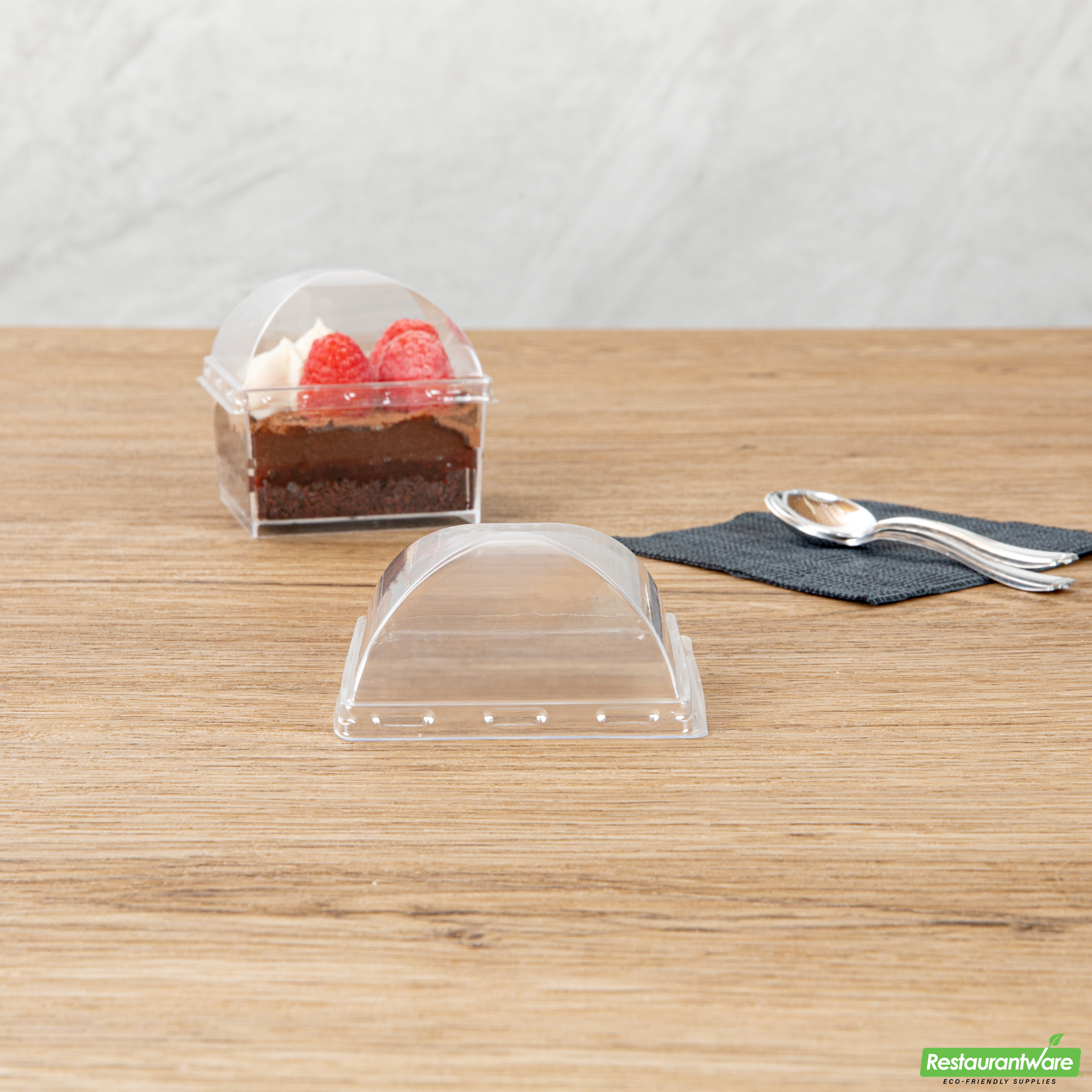 Wholesale Restaurantware Mini Serve Square Clear Plastic Dome Lid - Fits 5 Oz Dessert Cup - 25 Count Box- Bulk