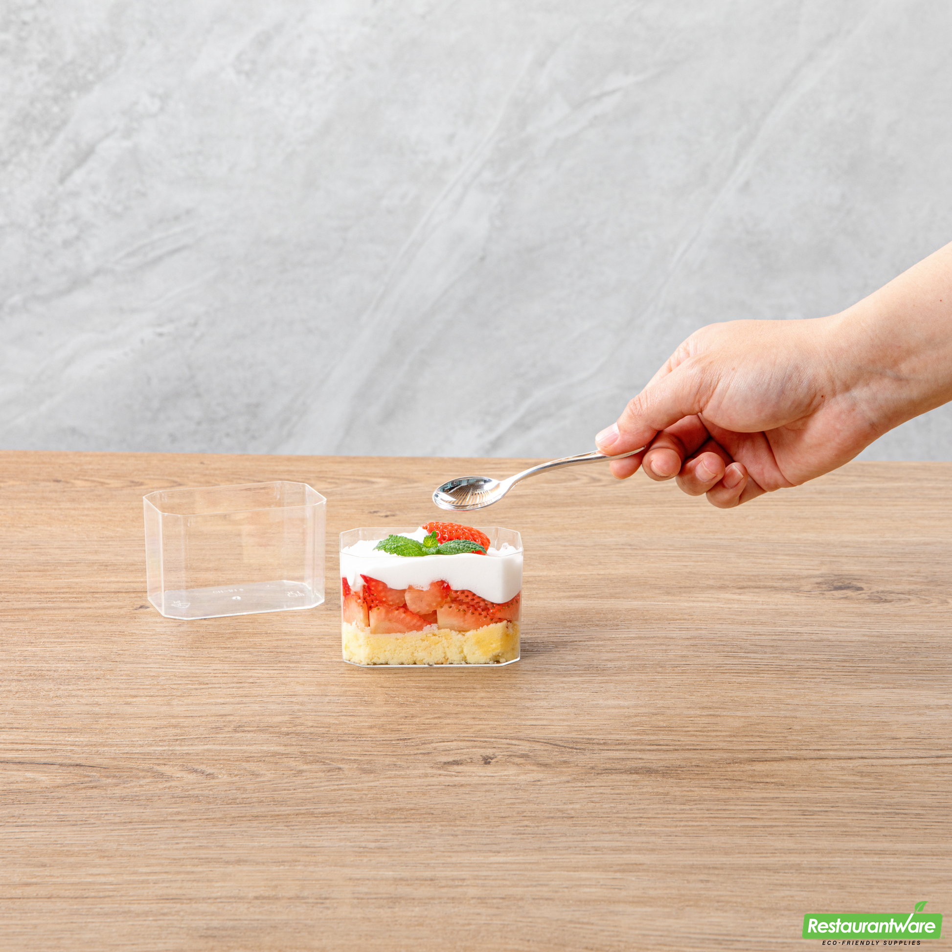 Wholesale Restaurantware Mini Serve 3 Oz Rectangle Clear Plastic Dessert Cup - 3 1/4" X 2" X 2" - 100 Count Box- Bulk