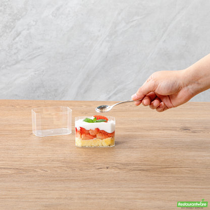 Wholesale Restaurantware Mini Serve 3 Oz Rectangle Clear Plastic Dessert Cup - 3 1/4" X 2" X 2" - 100 Count Box- Bulk