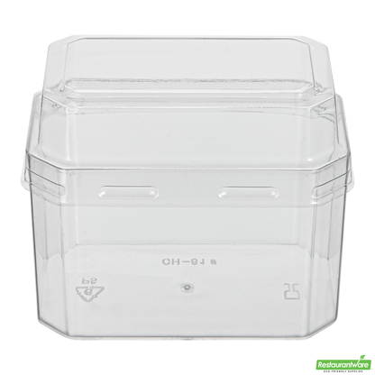Wholesale Restaurantware Mini Serve 3 Oz Rectangle Clear Plastic Dessert Cup - with Lid - 3 1/4'' X 2'' X 2'' - 100 Count Box- Bulk