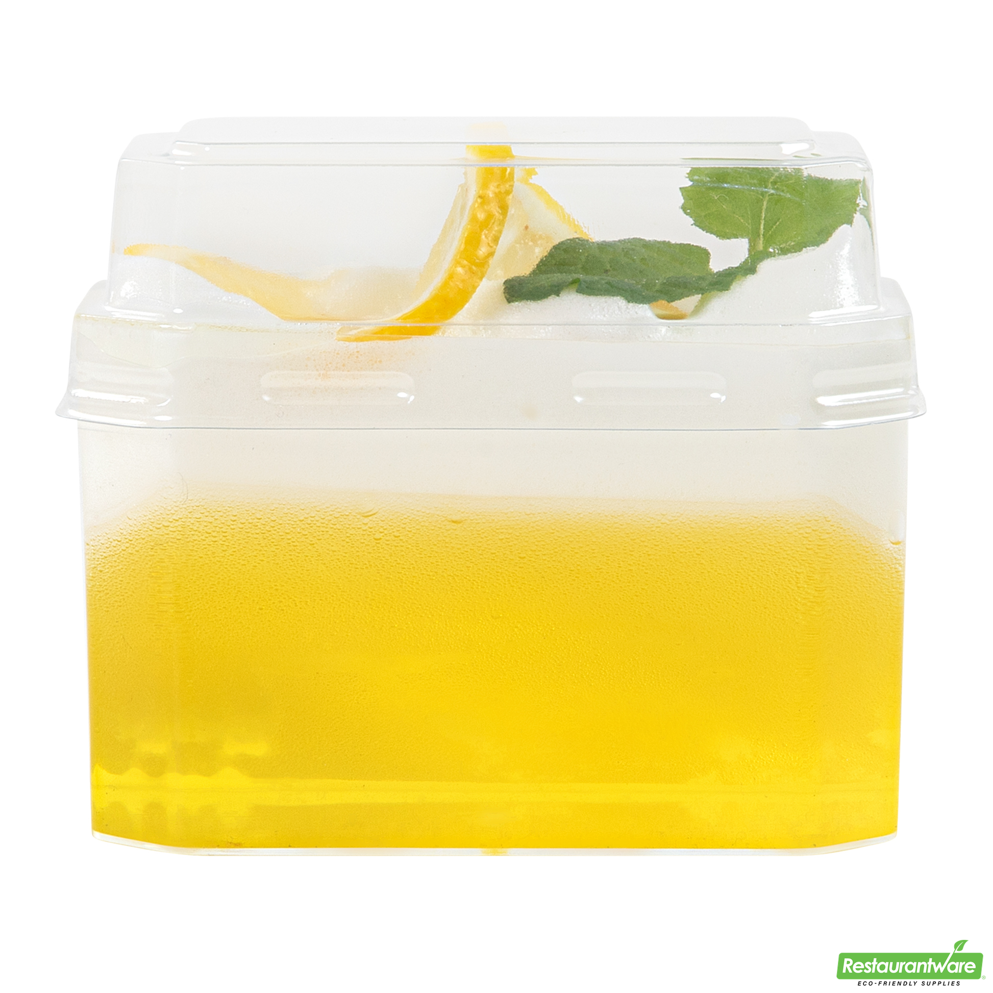 Wholesale Restaurantware Mini Serve 3 Oz Rectangle Clear Plastic Dessert Cup - with Lid - 3 1/4'' X 2'' X 2'' - 100 Count Box- Bulk