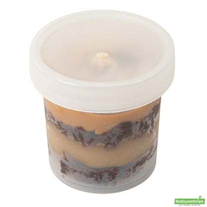 Wholesale Restaurantware Mini Serve 10 Oz Round Clear Plastic Dessert Cup - with Lid - 3 1/2'' X 3 1/2'' X 3 1/2'' - 100 Count Box- Bulk