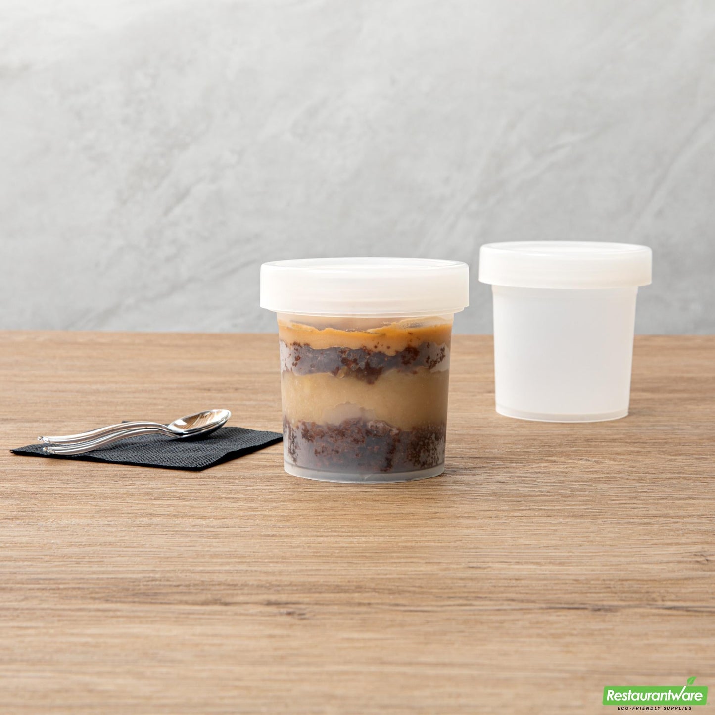 Wholesale Restaurantware Mini Serve 10 Oz Round Clear Plastic Dessert Cup - with Lid - 3 1/2'' X 3 1/2'' X 3 1/2'' - 100 Count Box- Bulk