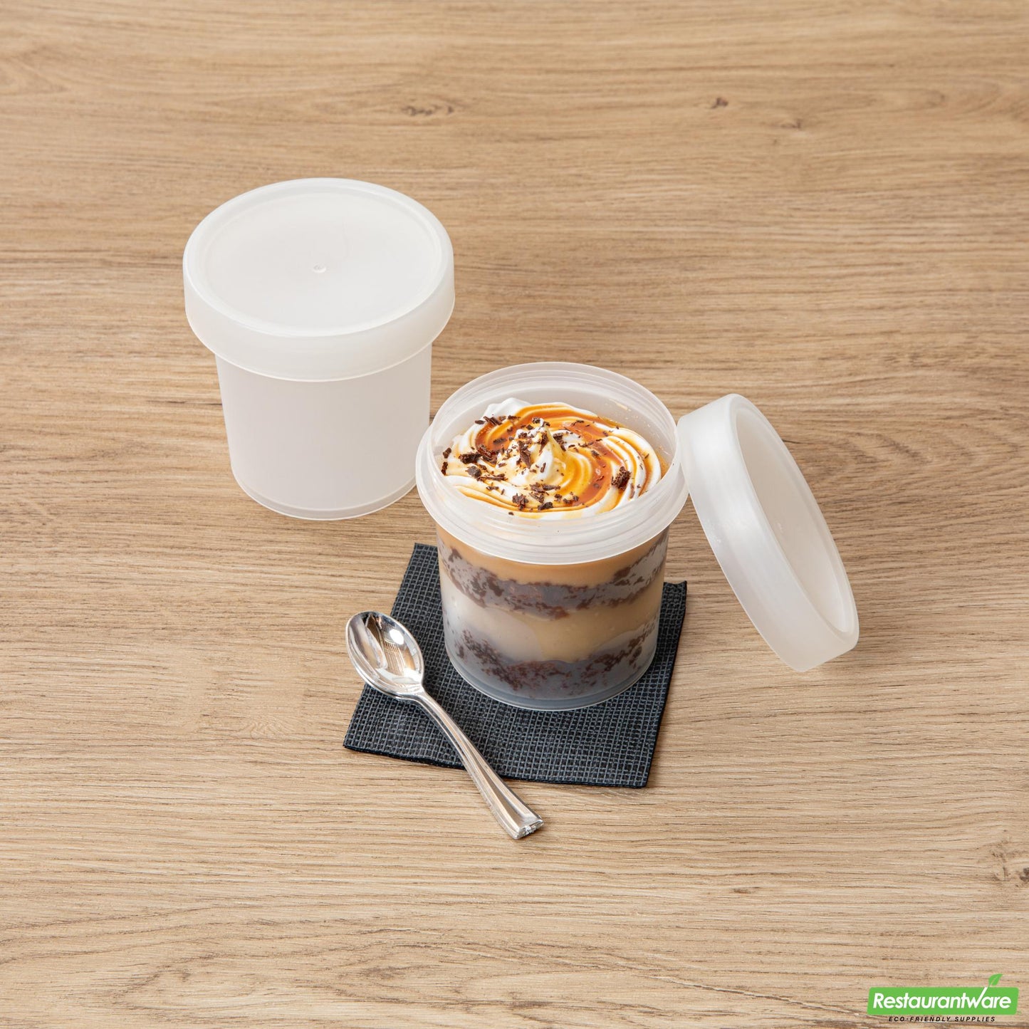 Wholesale Restaurantware Mini Serve 10 Oz Round Clear Plastic Dessert Cup - with Lid - 3 1/2'' X 3 1/2'' X 3 1/2'' - 100 Count Box- Bulk