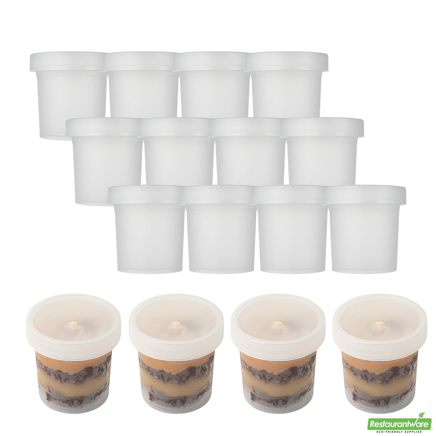 Wholesale Restaurantware Mini Serve 10 Oz Round Clear Plastic Dessert Cup - with Lid - 3 1/2'' X 3 1/2'' X 3 1/2'' - 100 Count Box- Bulk