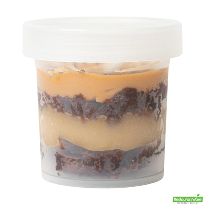 Wholesale Restaurantware Mini Serve 10 Oz Round Clear Plastic Dessert Cup - with Lid - 3 1/2'' X 3 1/2'' X 3 1/2'' - 100 Count Box- Bulk